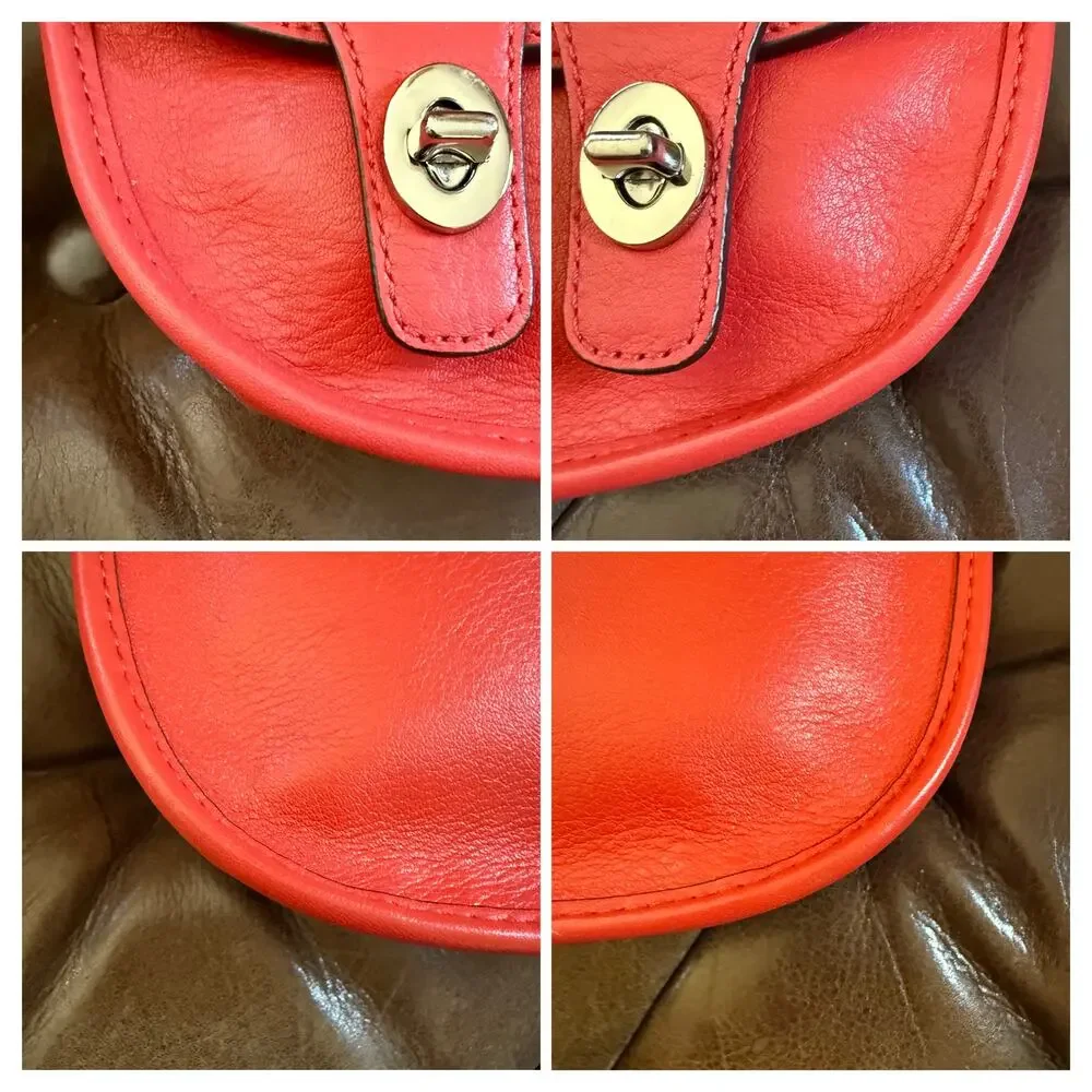 Coach Legacy Amanda 19925 Coral Red Leather Flap Crossbody Tassel Bag